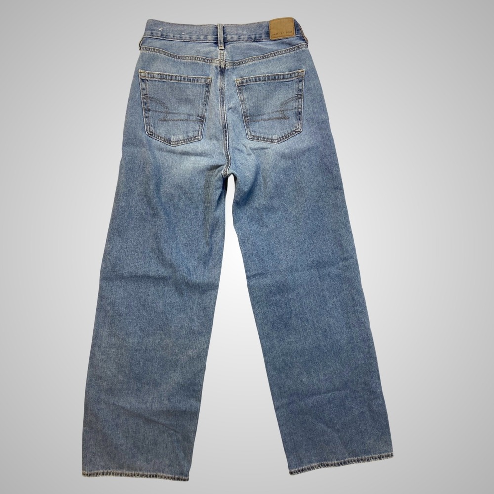 American Eagle Skater Jean Womens 0 Short High Rise Wide Leg Medium Wash Denim‎ - Picture 2 of 12